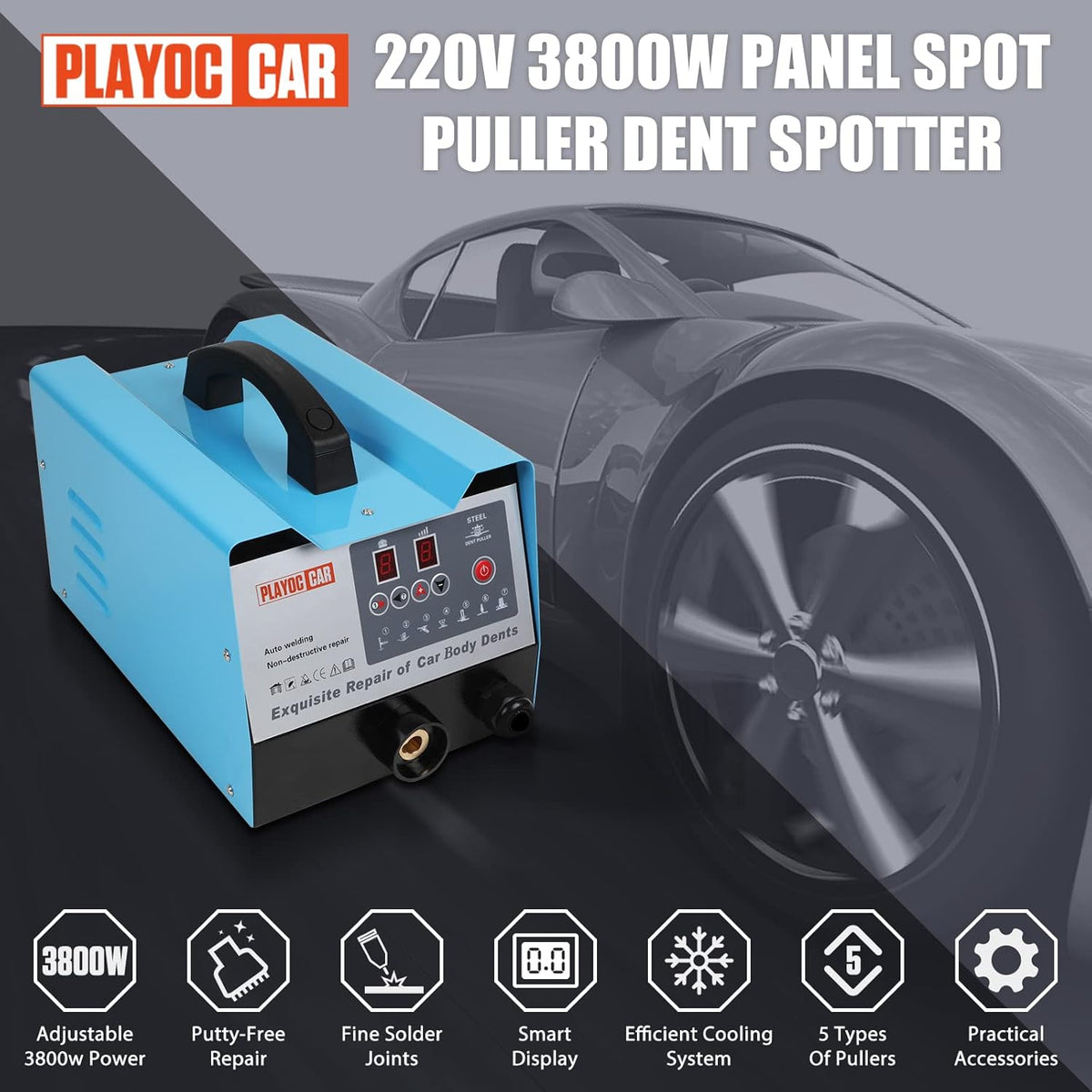 110V 3800A Stud Welding Machine 7 Modes Car Body Dents Repair Tool Kit H33319