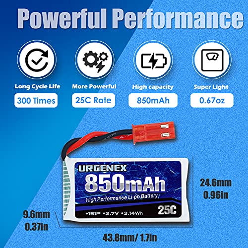 3.7V 850mah Rechargeable Lipo with JST Plug X5 Charger N238054
