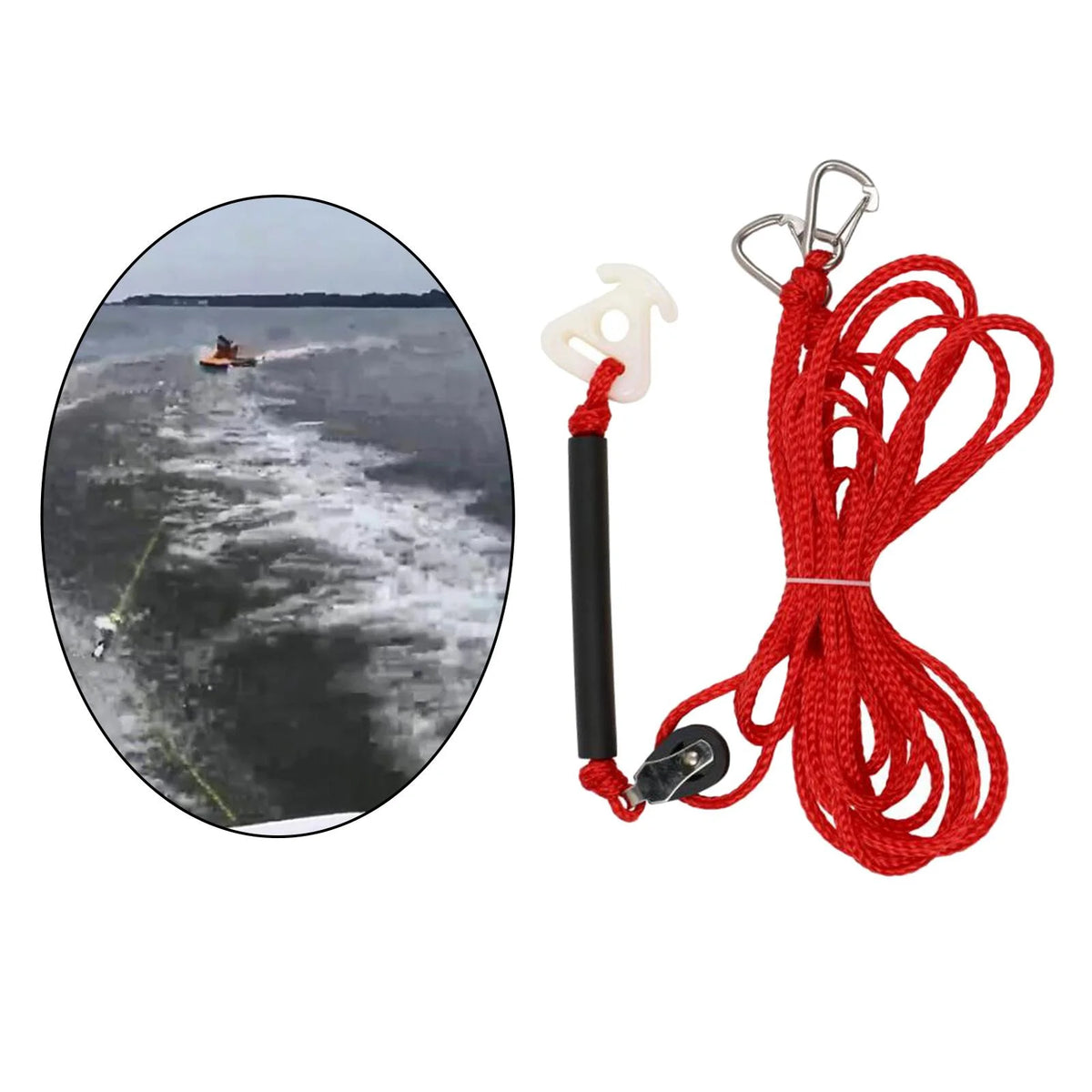 Boat Tow Harness Watersports Rope Steel Hook 12 Connector Pulley J809
