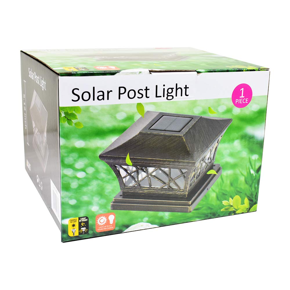8 Pack Bronze Solar Post Light Frosted Lens SMD LED Square C19241