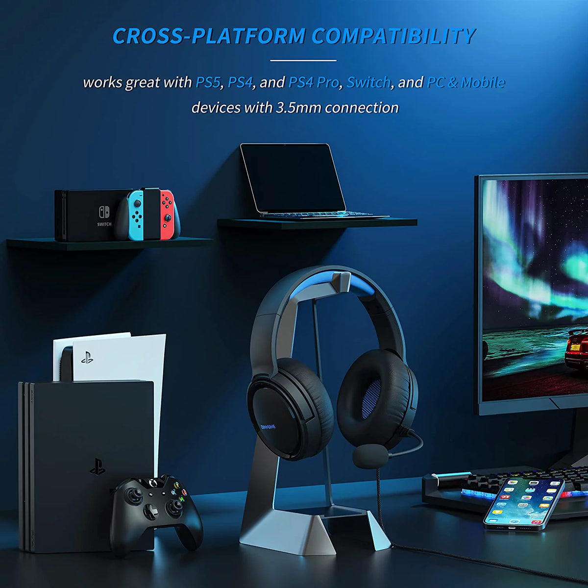 Blue Wired Headset with Mic V50933