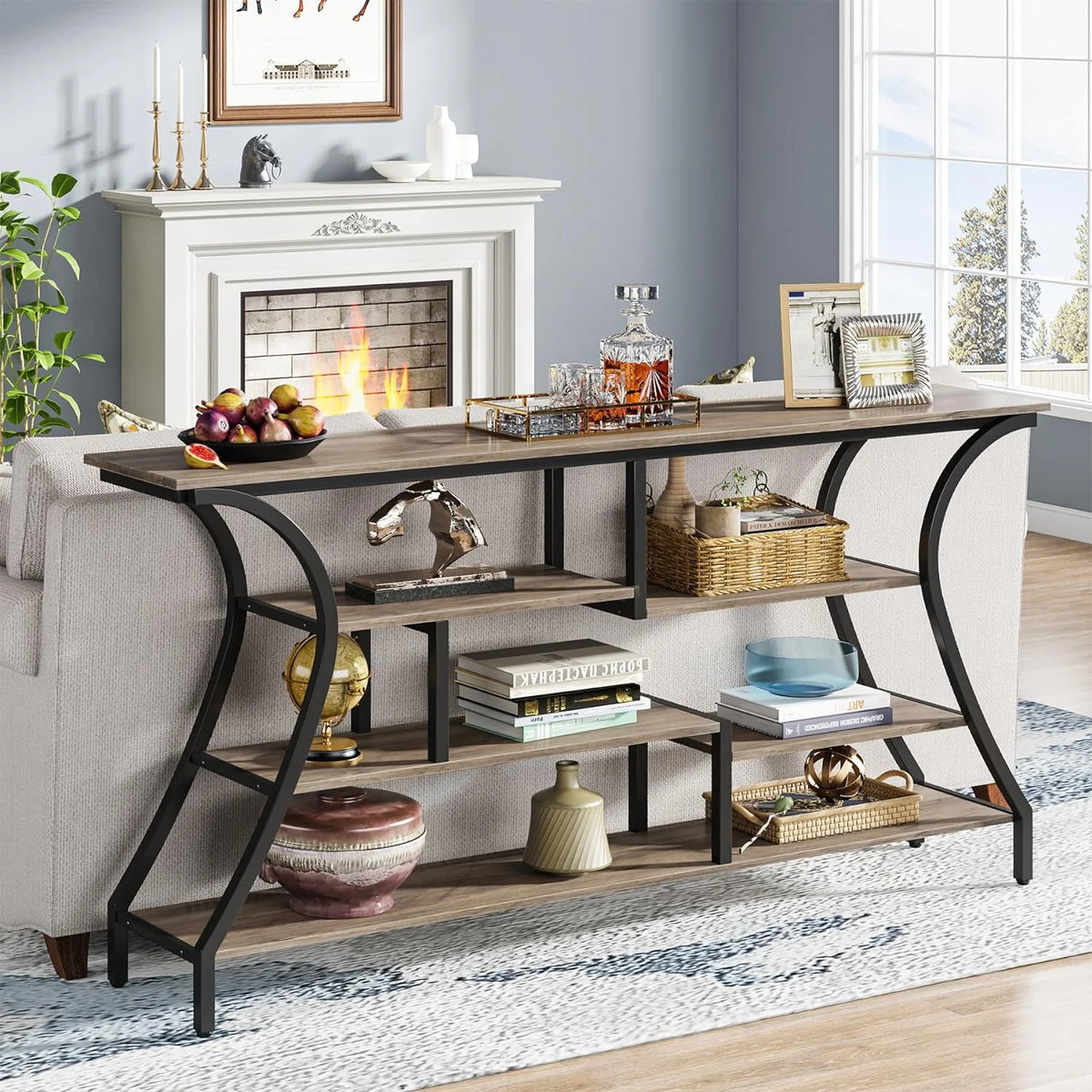 70.8 inch Narrow Console Table with Storage Shelves C941956