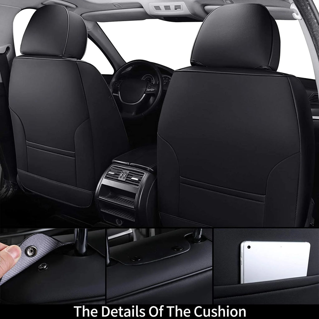 Black Waterproof Leather 6 Pieces Auto Seat Protectors X48500
