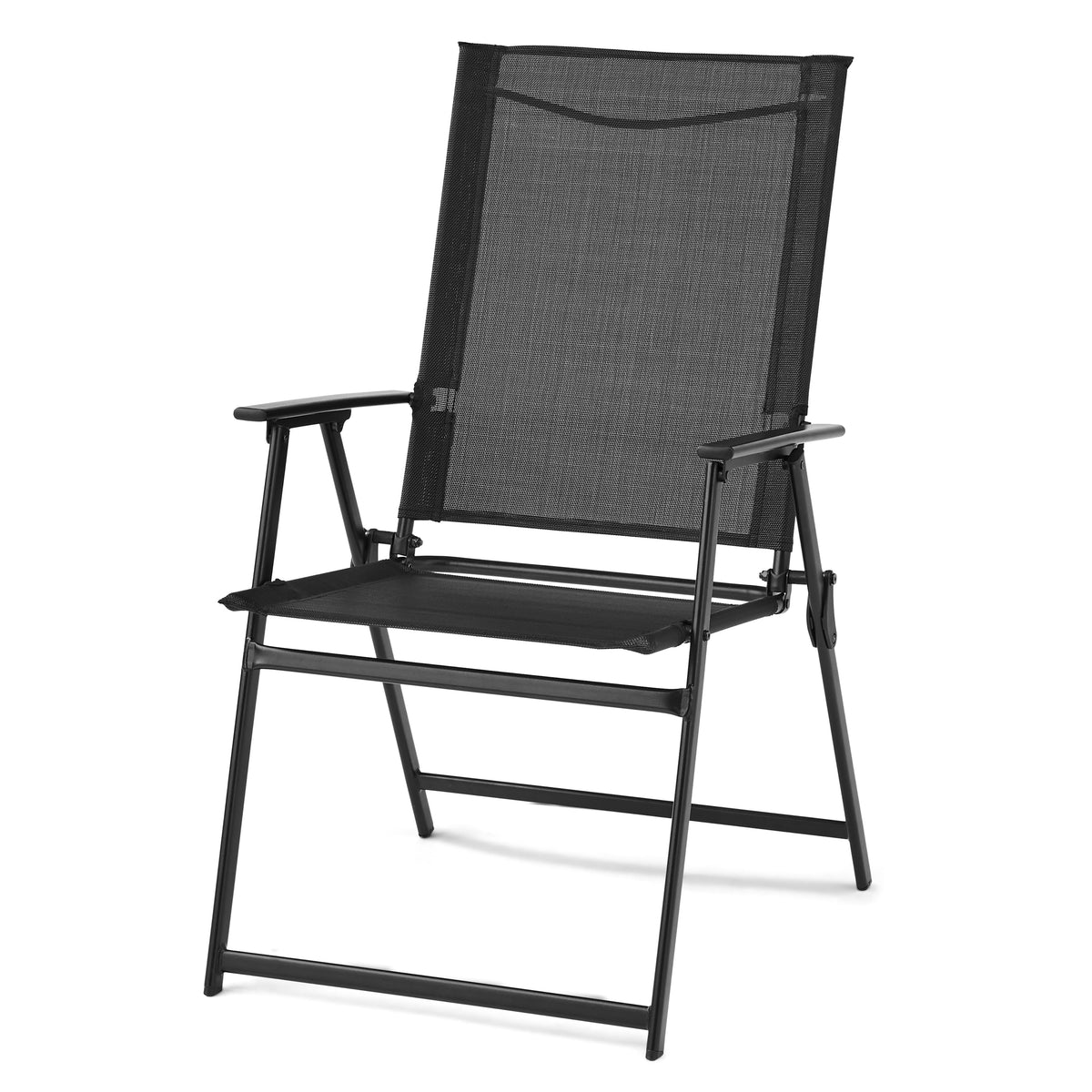 Black Steel and Sling Folding Outdoor Patio Armchair Set of 2 E530201
