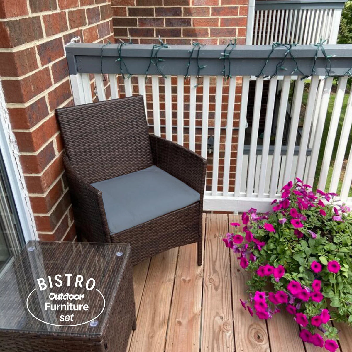 3 Piece Rattan Outdoor Furniture Set with Table U47186