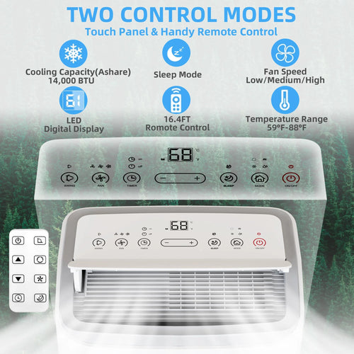 14,000 BTU 3-in-1 Portable Air Conditioner with Remote Control B261886