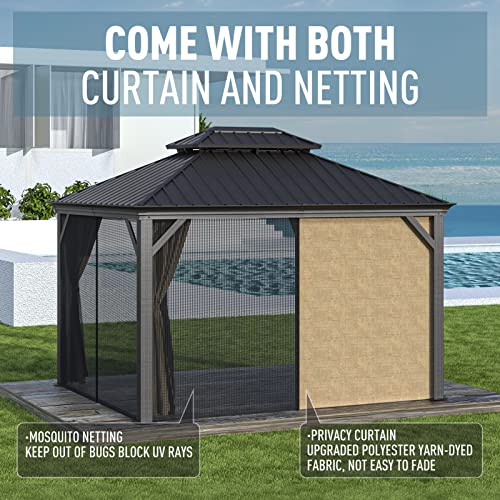 10' x 12' Aluminum Gazebo with Mosquito Net and Privacy Sidewalls O311