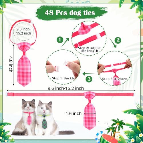 108 Pcs Dog Bandanas Bow Tie Set Plaid Pattern Adjustable Washable Reversible Z522831