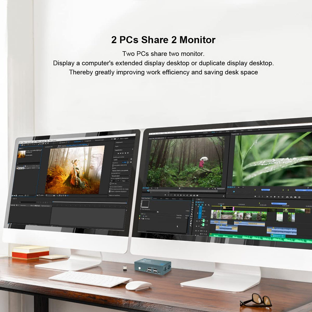 KVM Switch Dual Monitor DP 4K@60Hz with 4 USB 2.0 Hub I9131