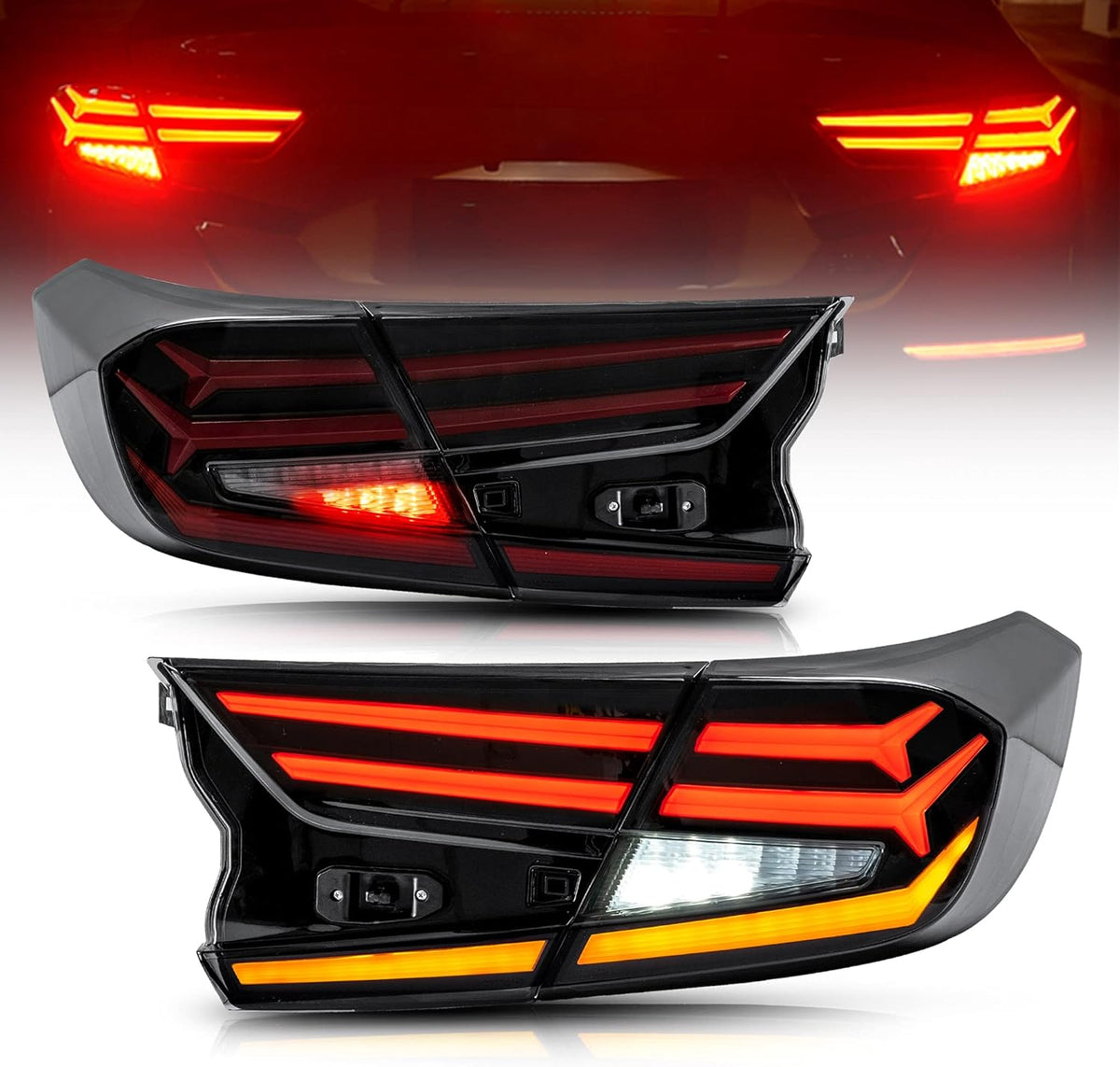 Led Tail Lights Compatible with Honda Accord 2018-2020 Smoked Pair R404