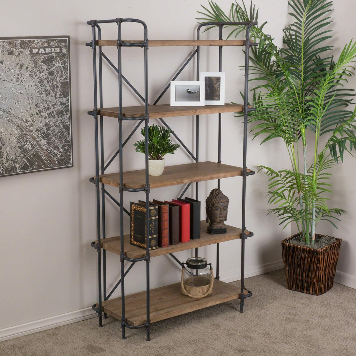 5-Shelf Solid Wood Bookcase A45119