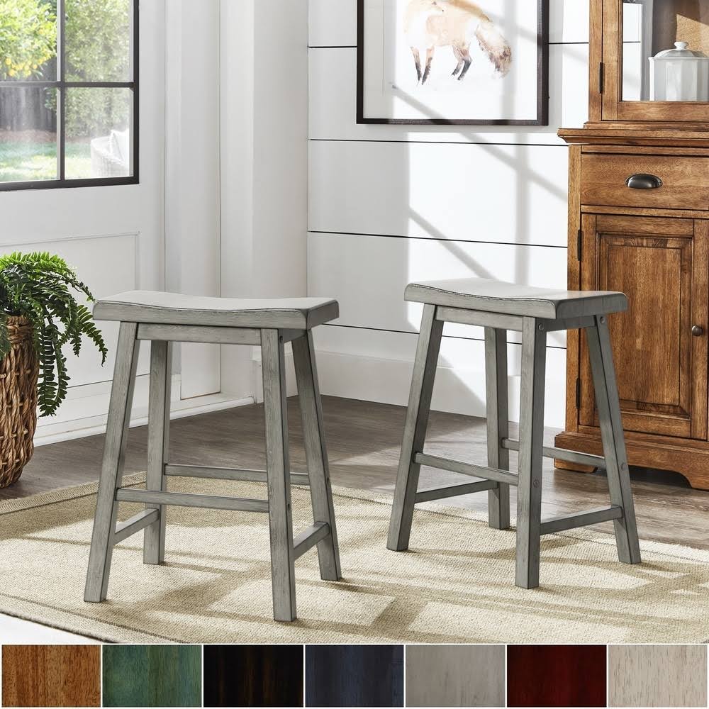 Berry Red Saddle Seat Counter Height Backless Stools Set of 2 Y731210