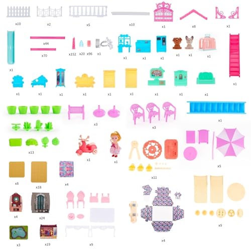 Pink Doll House with Furniture L665124