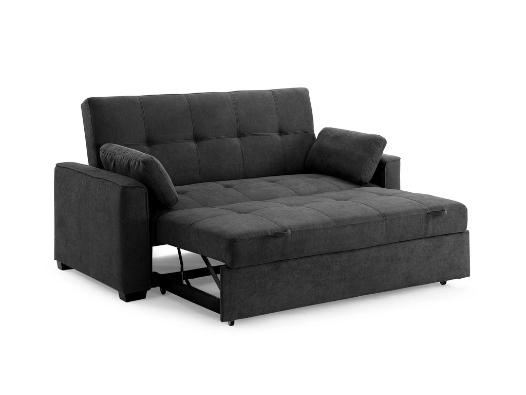 Charcoal Chenille Twin Size Sleeper Sofa with Accent Pillows U788762