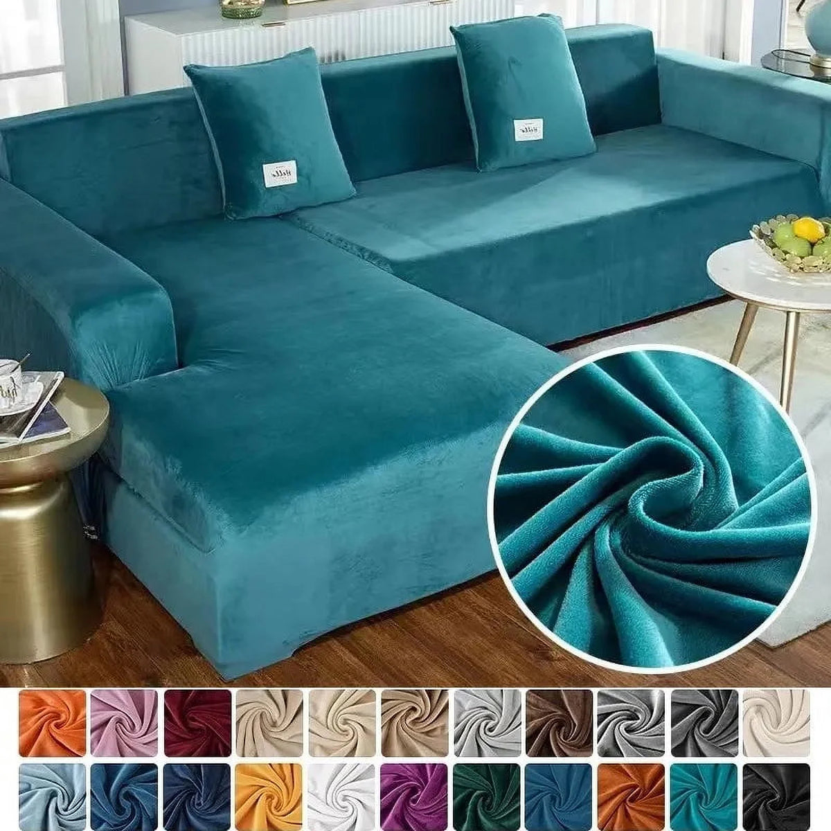 Velvet Plush Sofa Cover for 1/2/3/4 Seater L Shaped Corner Couch Cover J815765
