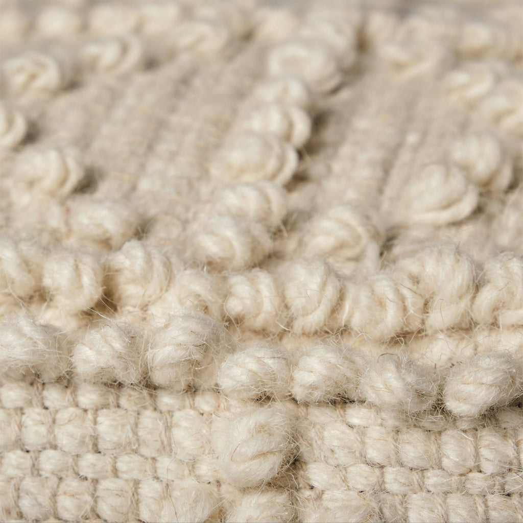 Ivory Wool Square Pouf X377617