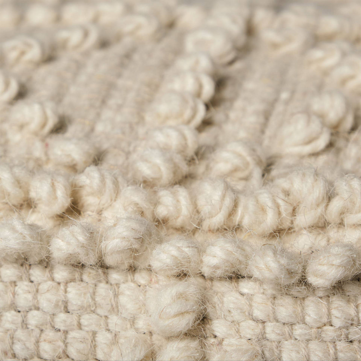 Ivory Wool Square Pouf X377617