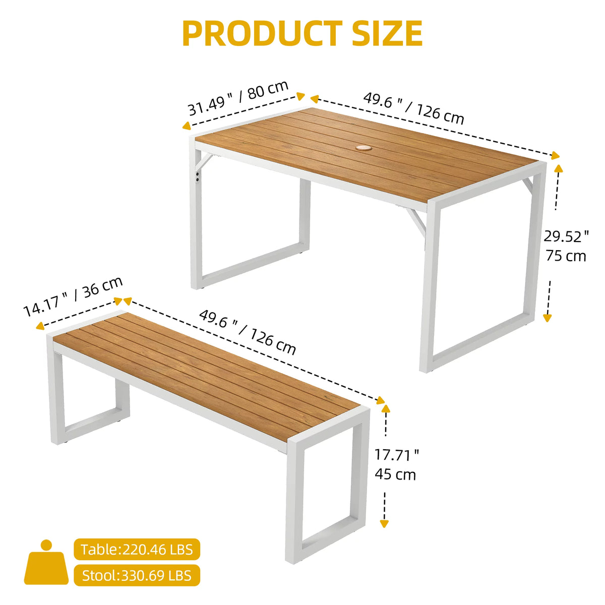 3 Pieces Patio Dining Table Set Y854915