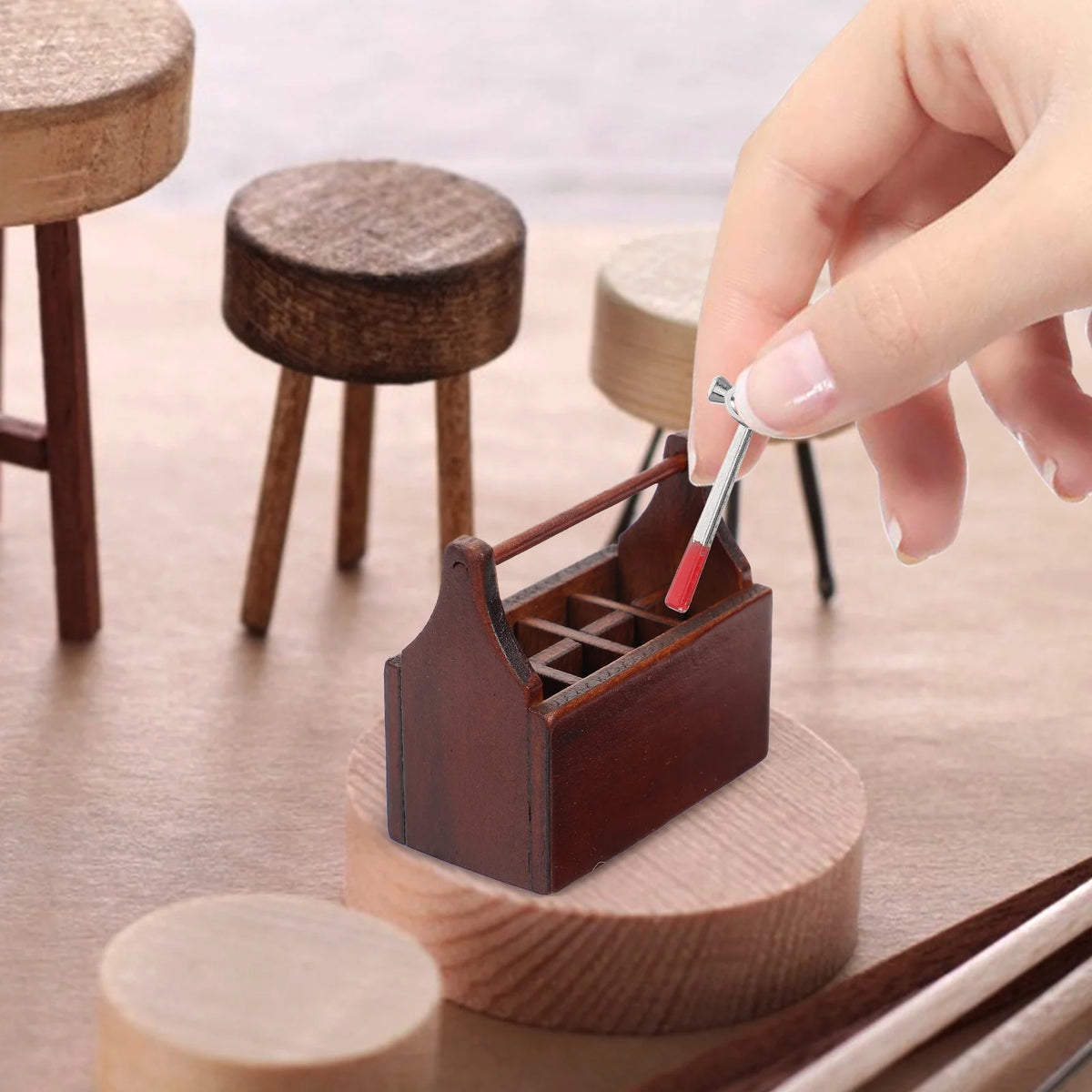 Walnut Toy Tabletop Decor Miniature House Accessories Z379