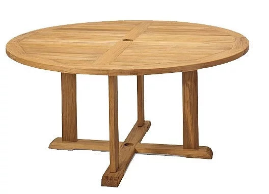 7 Pc Teak Dining Set with 60" Round Table and 6 Chairs B56669