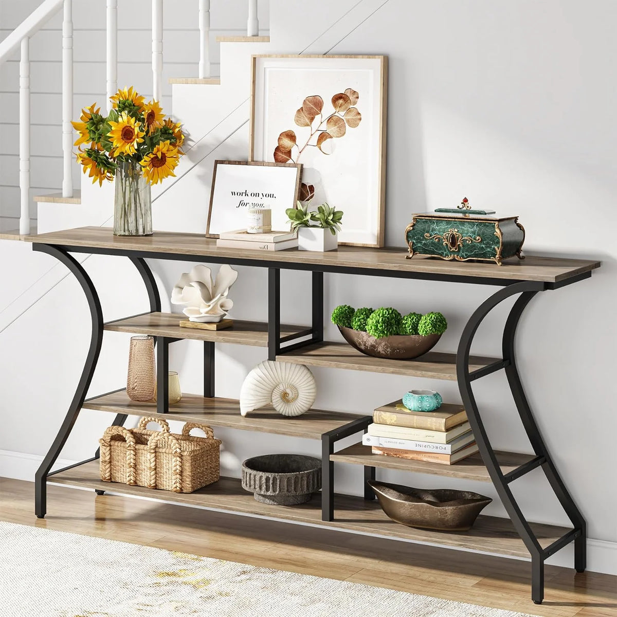 70.8 inch Narrow Console Table with Storage Shelves C941956