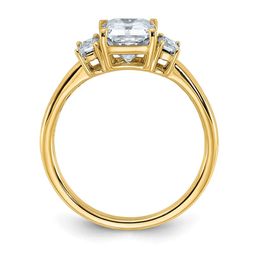 14k Yellow Gold Three Stone Moissanite Engagement Ring Size 7 F992
