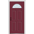 36 in. x 80 in. Right-Hand Inswing 1/4-Lite Clear 4-Panel Painted Steel Prehung Front Door A5071