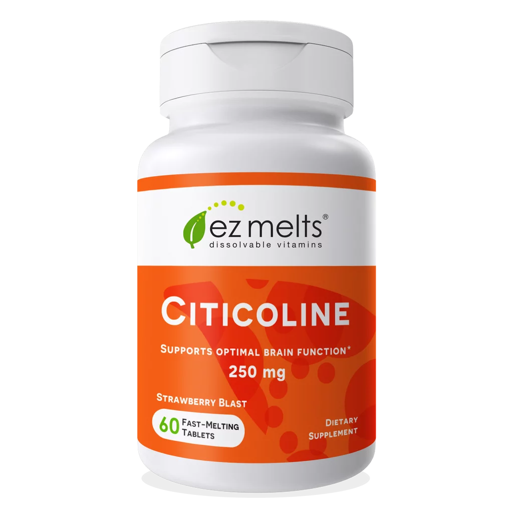 Citicoline 250 mg 60 Tablets Strawberry Flavored Vegan Dissolvable Fast Melting Dietary Supplements V8262