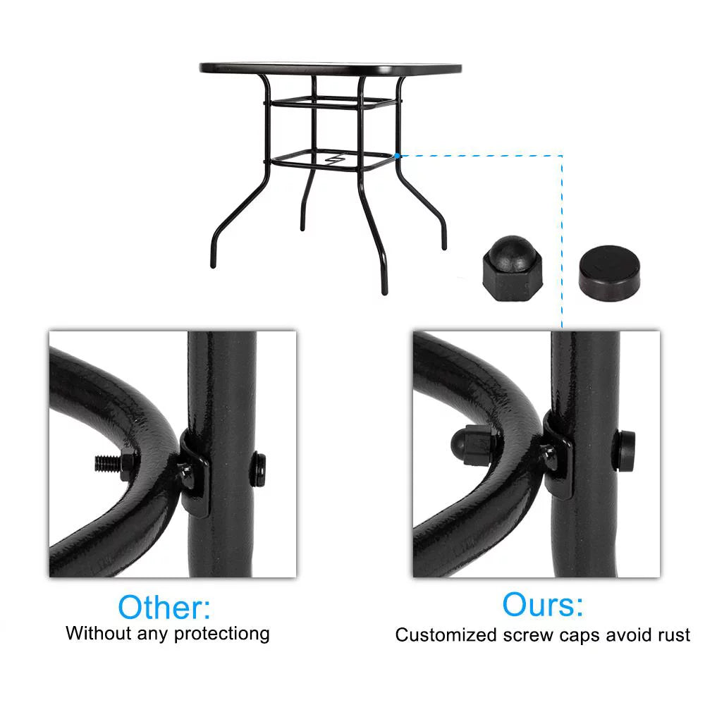 Round Glass Outdoor Dining Table X1794