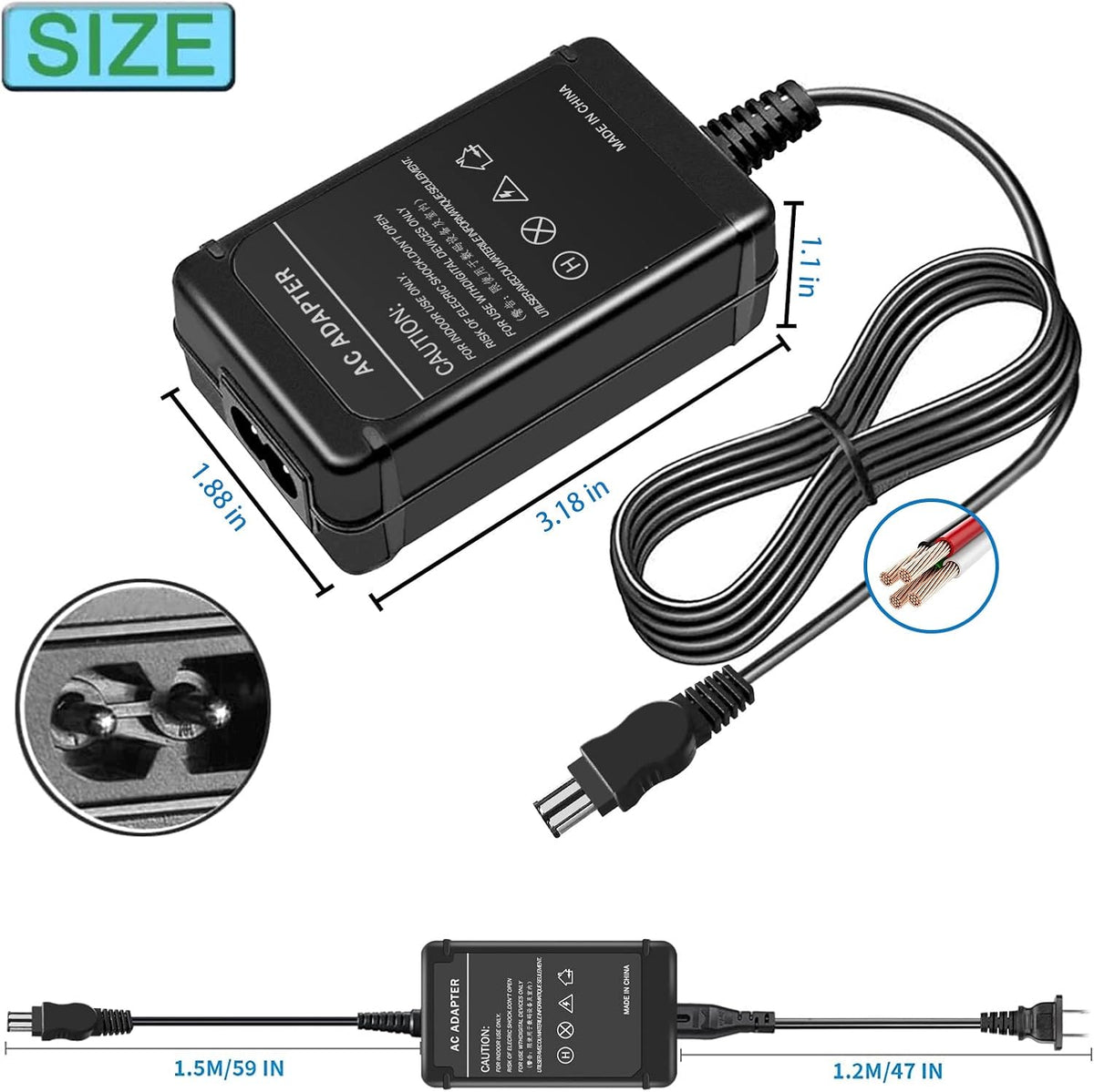 ACL100 Power Supply Adapter for Sony Handycam Camcorder D756
