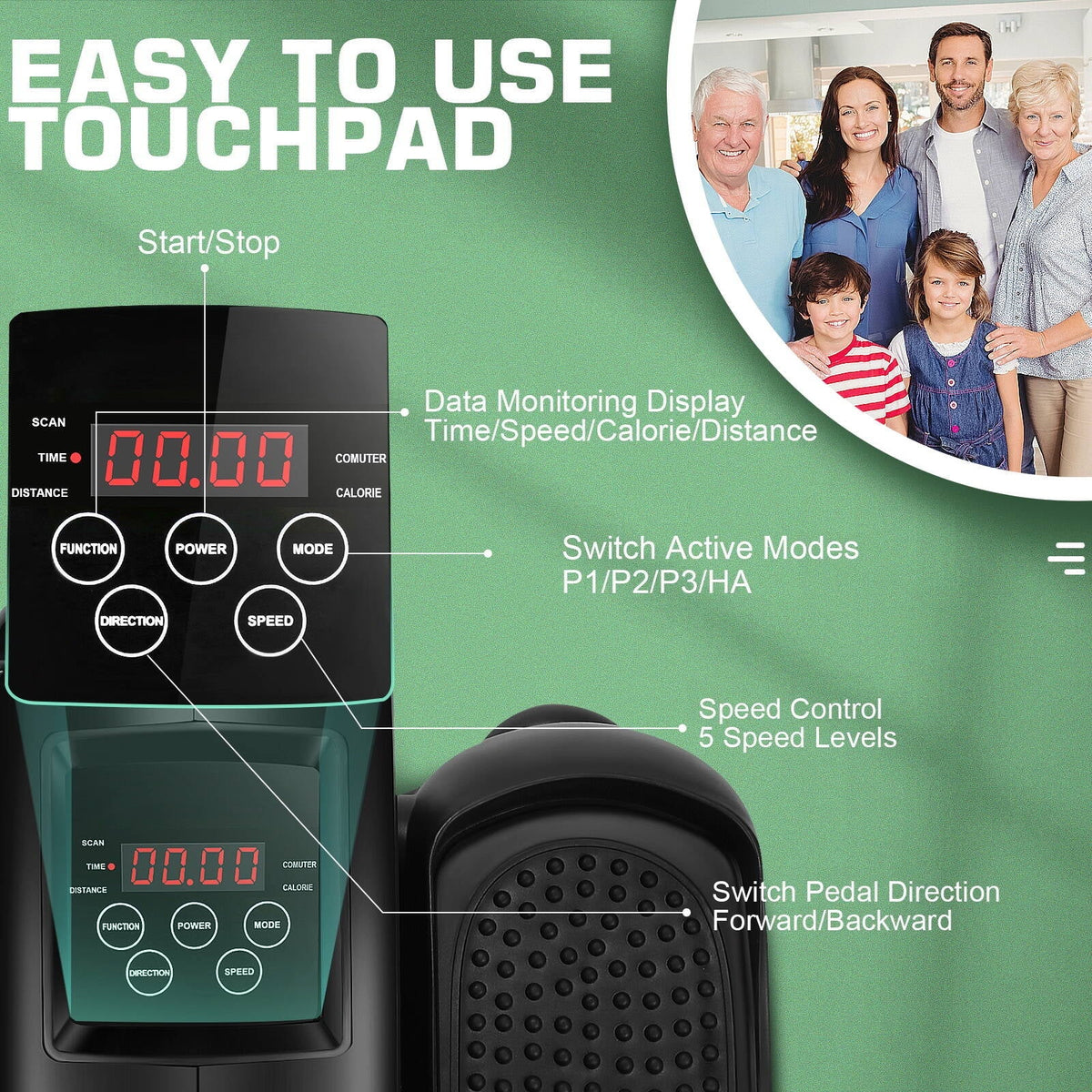 Under Desk Elliptical Pedal Exerciser with Remote & Data Monitor L91560