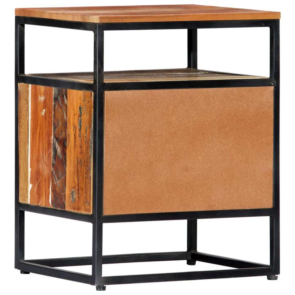Bedside Cabinet Solid Reclaimed Wood and Steel W98083