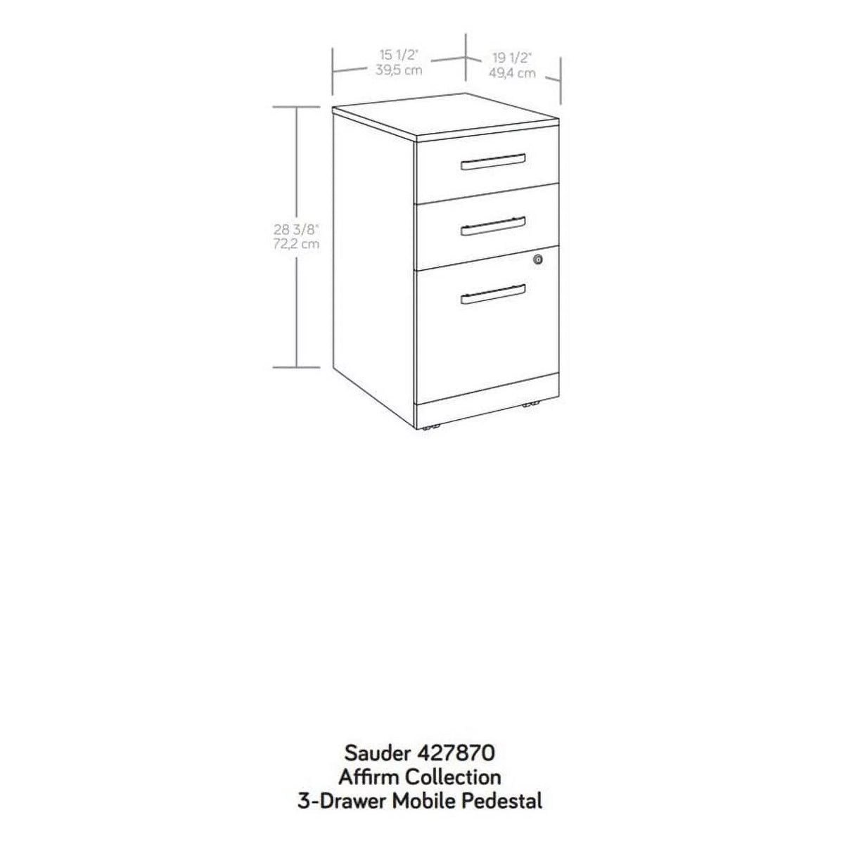 Engineered Wood 3-Drawer Mobile Filing Cabinet F593
