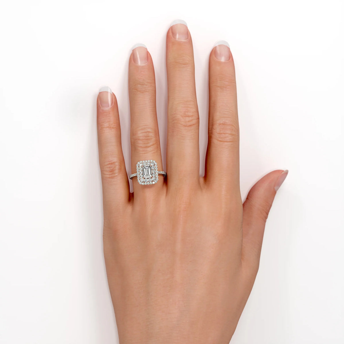 18K Rose Gold Plating over Silver Emerald Cut Engagement Ring Y16233