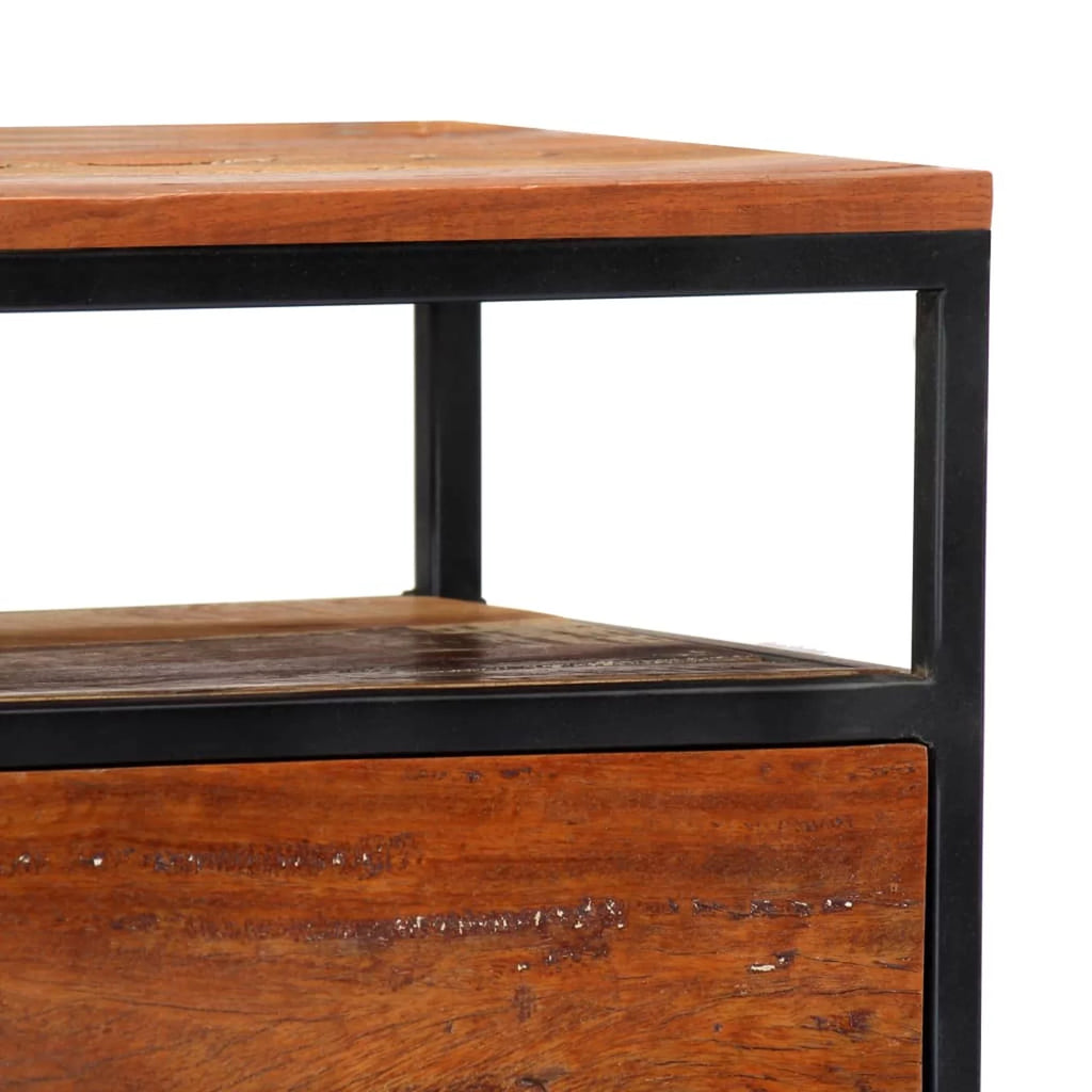 Bedside Cabinet Solid Reclaimed Wood and Steel W98083