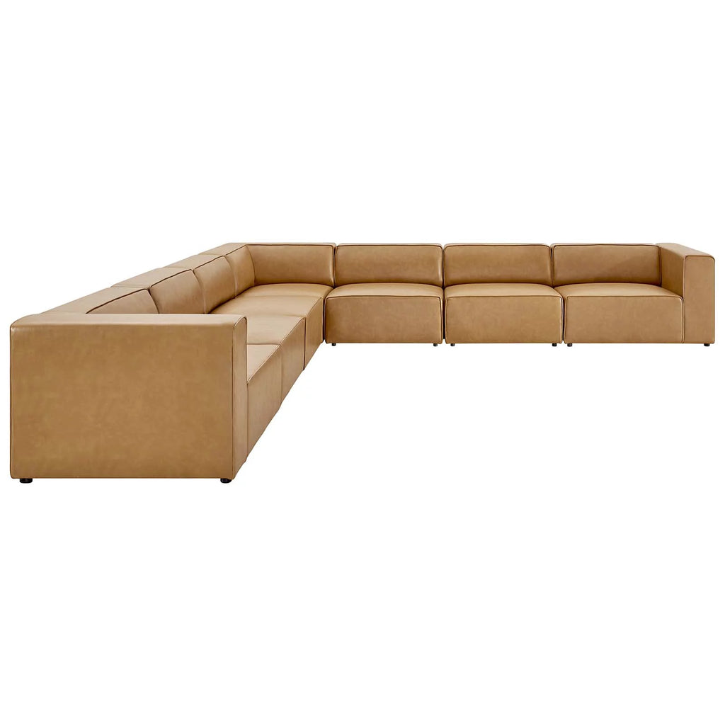 Tan Vegan Leather 7-Piece Sectional Sofa H571