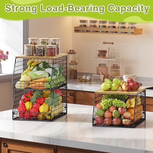 4 Pack XXL Stackable Wire Storage Basket Y787908