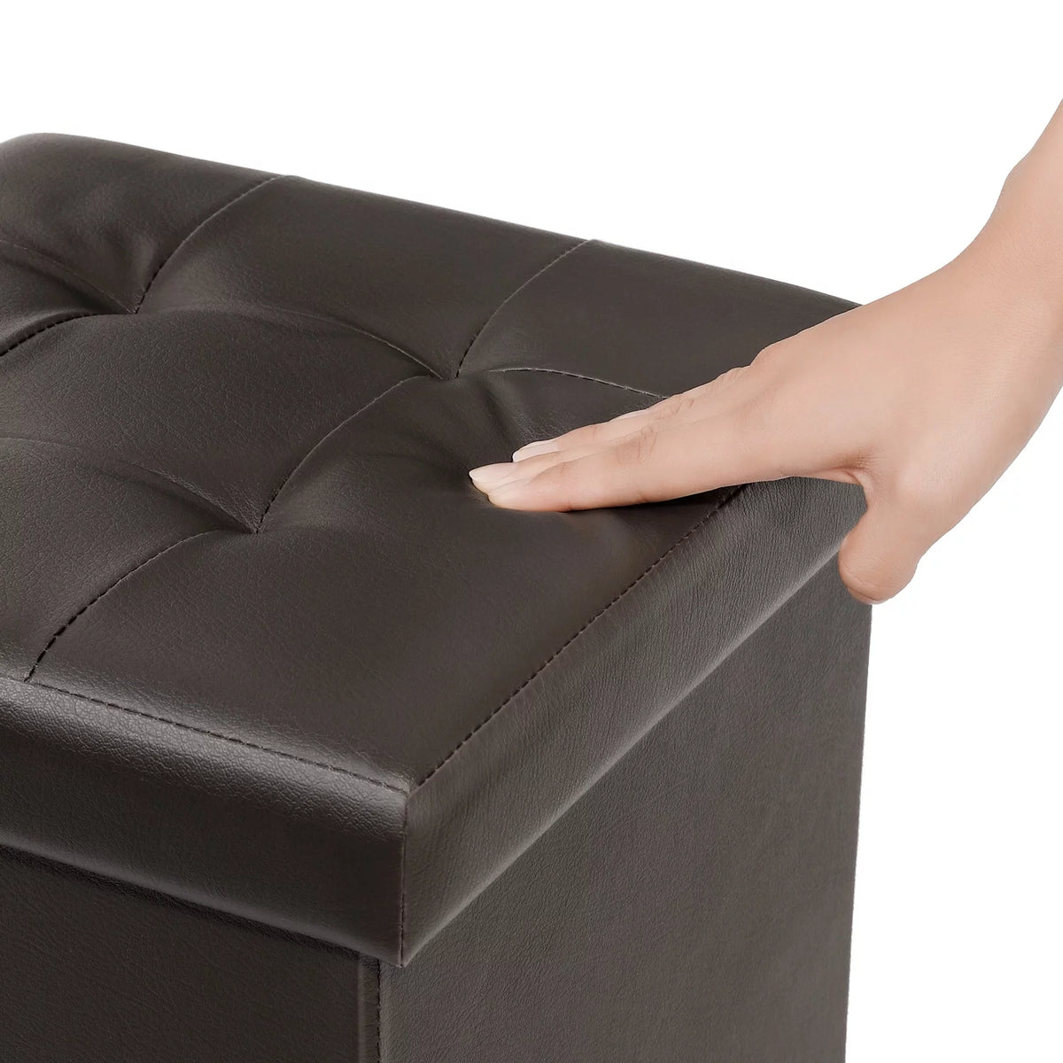 12.6" Pack of 2 Brown Storage Ottoman Cube I403760