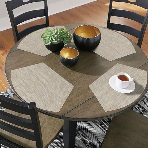 Round Table Placemats Set of 4 Heat Resistant Wipe Clean Tan W171