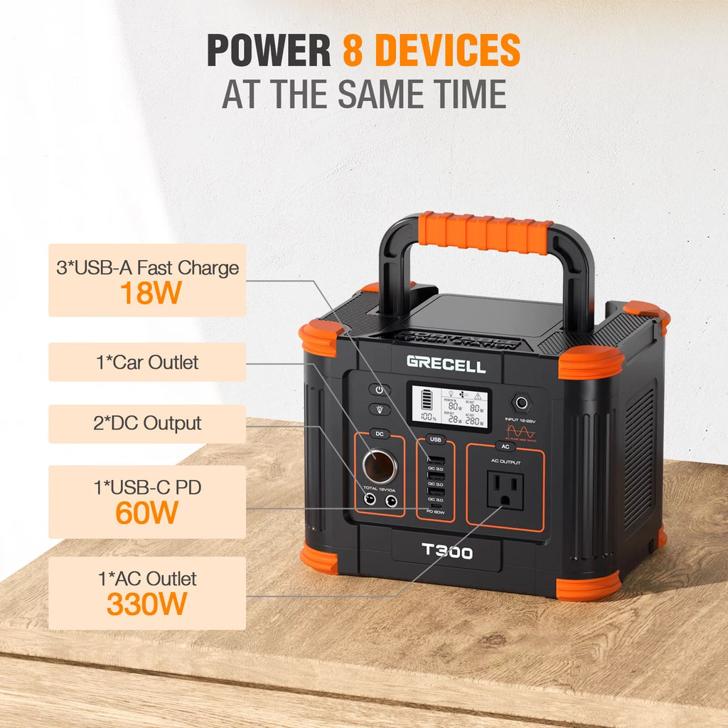300W Portable Power Station, 288Wh Solar Generator T2369