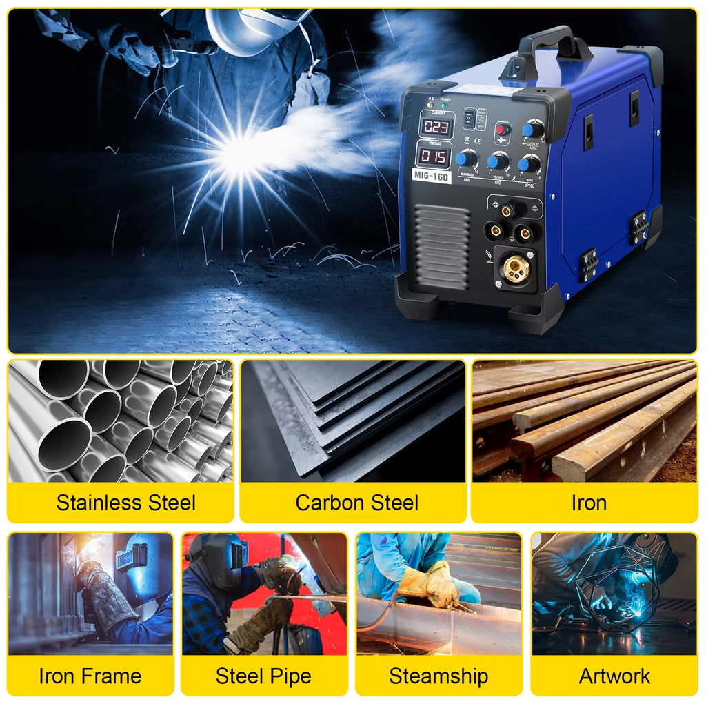 160 Amp 3 in 1 MIG TIG Arc Welder 110V/220V DC Welding Machine K655