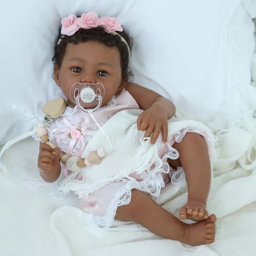 18-Inch Realistic Lifelike African American Handmade Doll A5949