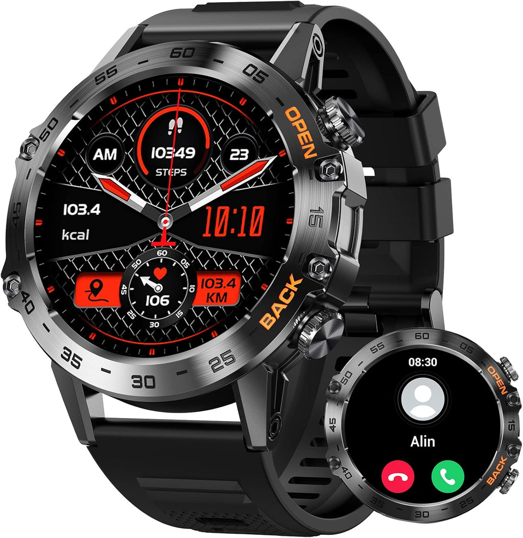Rugged Tactical Smartwatch 1.39'' HD Screen Black A821