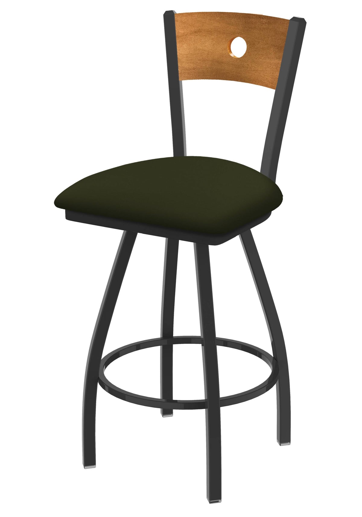 Swivel Counter Stool with Pewter Finish and Pine Seat M6532
