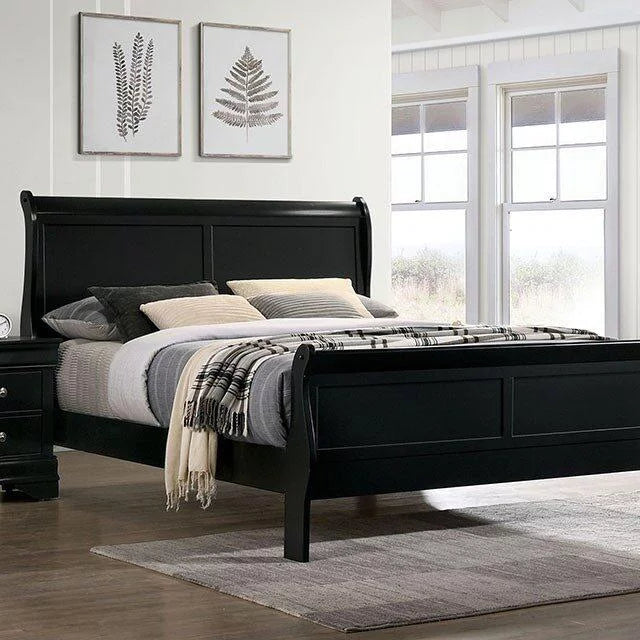 Black Solid Wood 5pcs Bedroom Set W42026