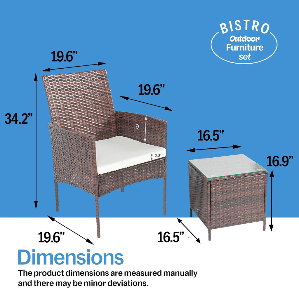 3 Piece Rattan Outdoor Furniture Set with Table U47186