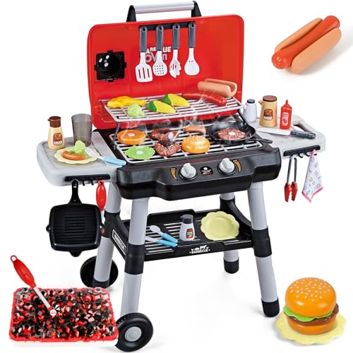Kids BBQ Grill Playset with Smoke Sound Light U352475