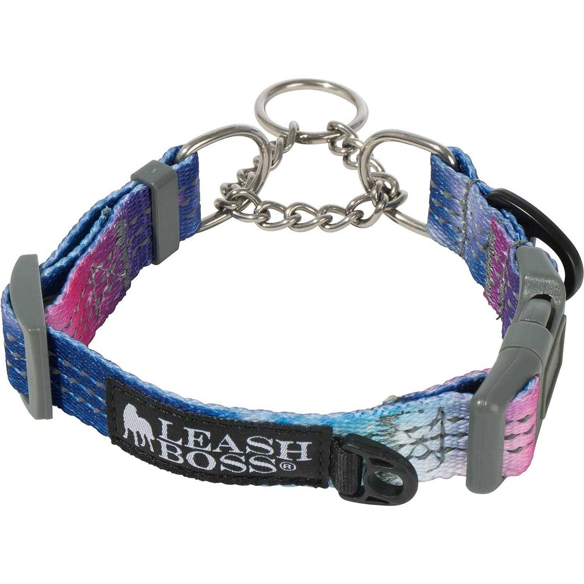 Patterned Reflective Chain Martingale Dog Collar R285