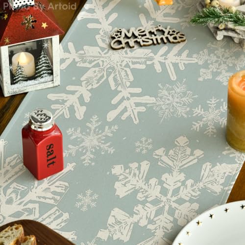 Navy Blue Snowflakes Christmas Table Runner 13x72 Inch Q164417