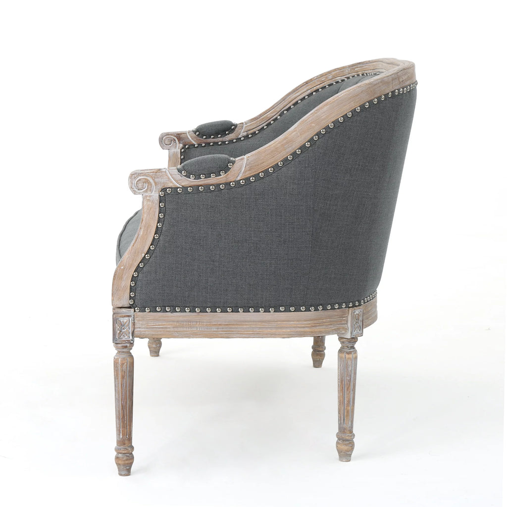 Dark Gray Fabric Loveseat W7626